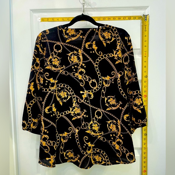 ALYX Ladies black gold wrap blouse L - Picture 6 of 6